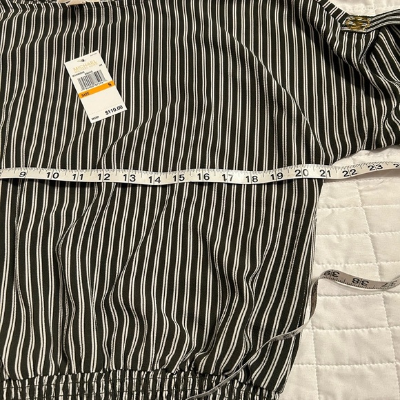 NWT - Michael Kors Olive Green Striped Dolman Sleeve Blouse –Size S MSRP $110 - Picture 7 of 9